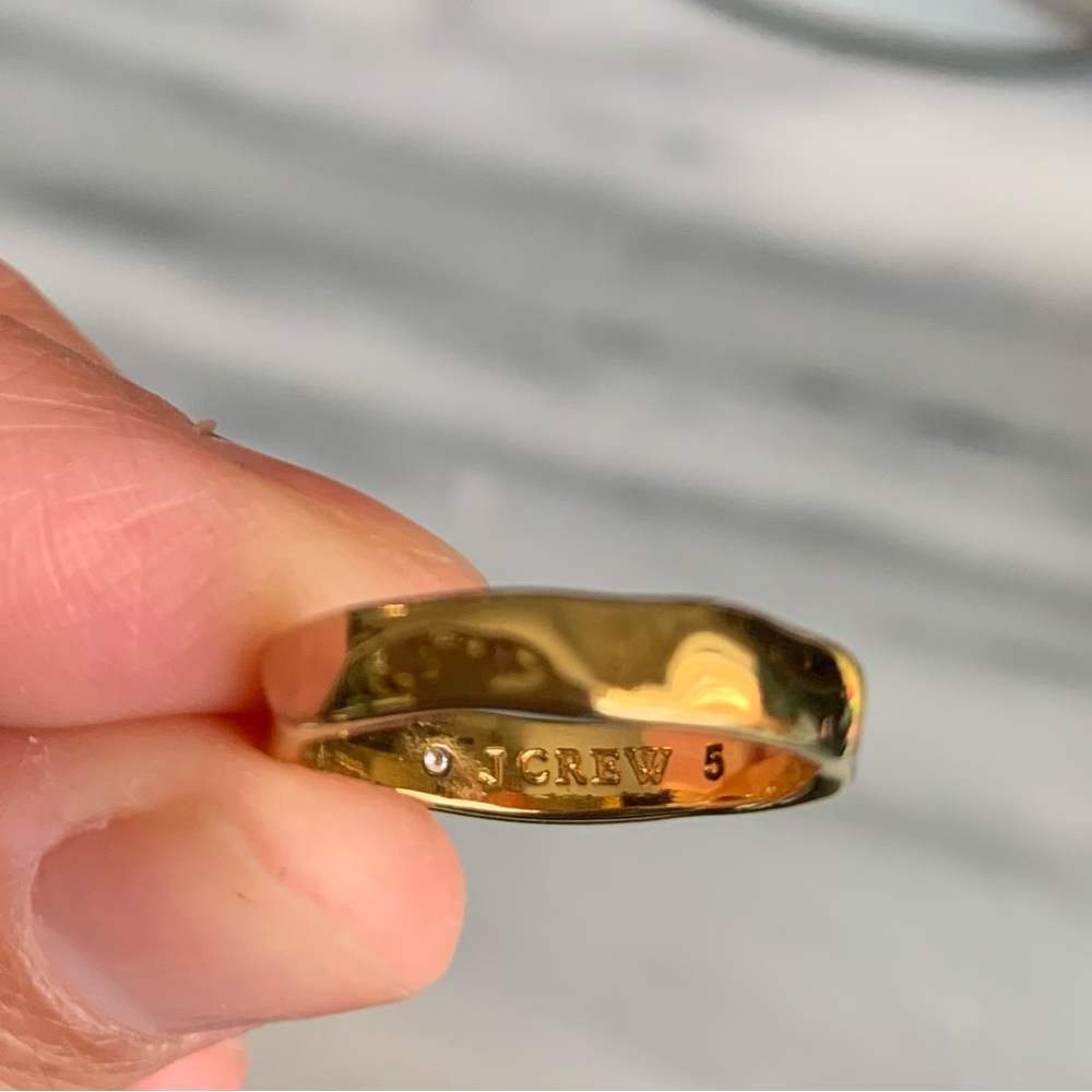 J crew ring set, hammered gold finish, size 5